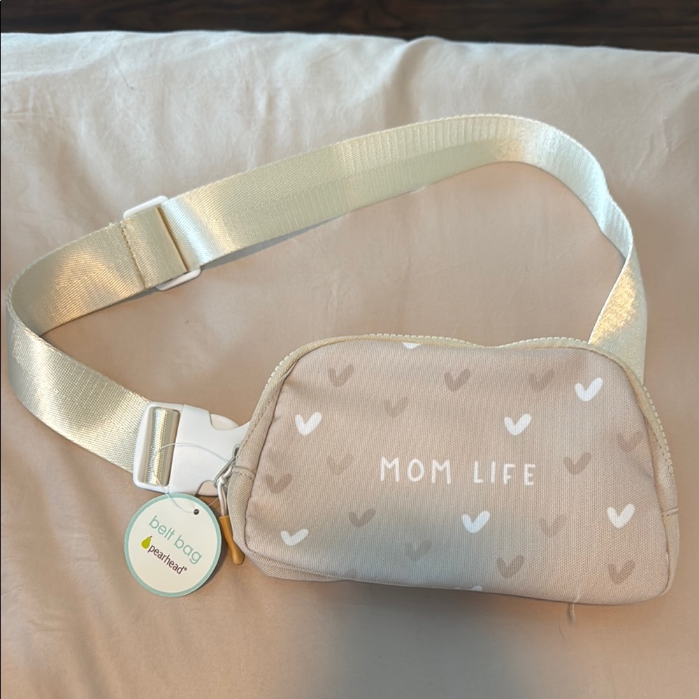 Pearhead Beige Crossbody Bag - Mom Life